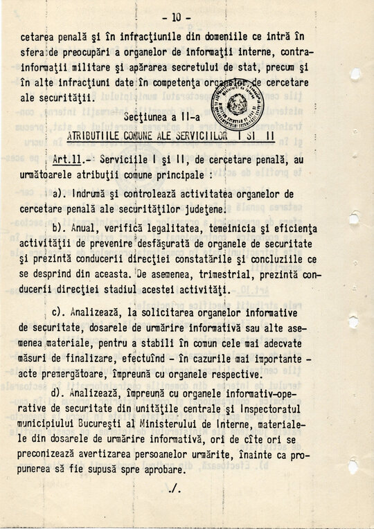 20 mai 1980. Regulamentul nr. D/00134 din 20 mai 1980 privind organizarea și funcționarea Direcției a VI-a Cercetări Penale