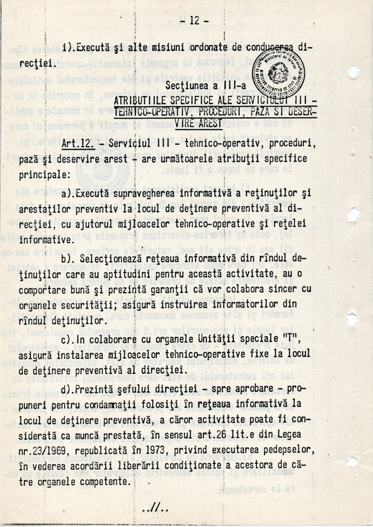20 mai 1980. Regulamentul nr. D/00134 din 20 mai 1980 privind organizarea și funcționarea Direcției a VI-a Cercetări Penale