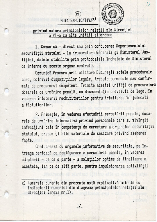 20 mai 1980. Regulamentul nr. D/00134 din 20 mai 1980 privind organizarea și funcționarea Direcției a VI-a Cercetări Penale
