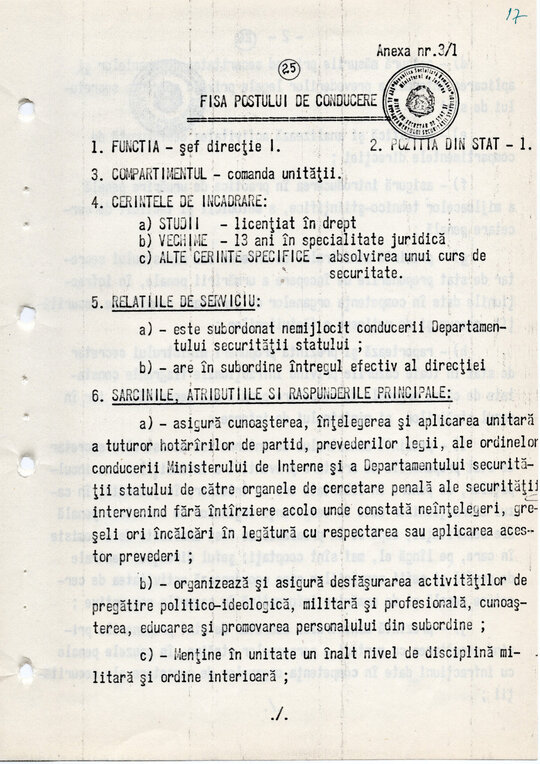 20 mai 1980. Regulamentul nr. D/00134 din 20 mai 1980 privind organizarea și funcționarea Direcției a VI-a Cercetări Penale
