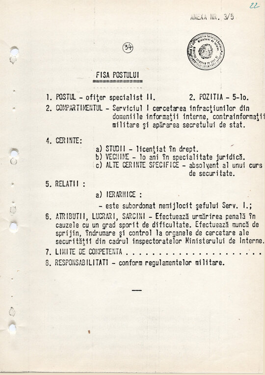 20 mai 1980. Regulamentul nr. D/00134 din 20 mai 1980 privind organizarea și funcționarea Direcției a VI-a Cercetări Penale