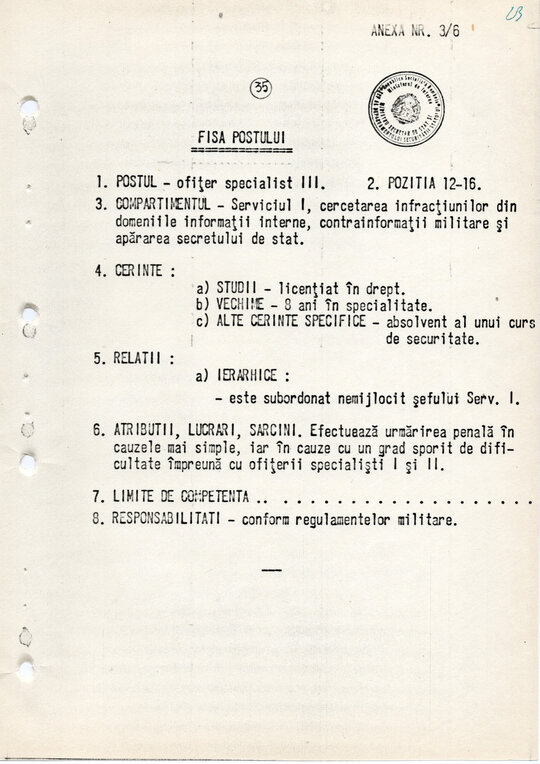 20 mai 1980. Regulamentul nr. D/00134 din 20 mai 1980 privind organizarea și funcționarea Direcției a VI-a Cercetări Penale