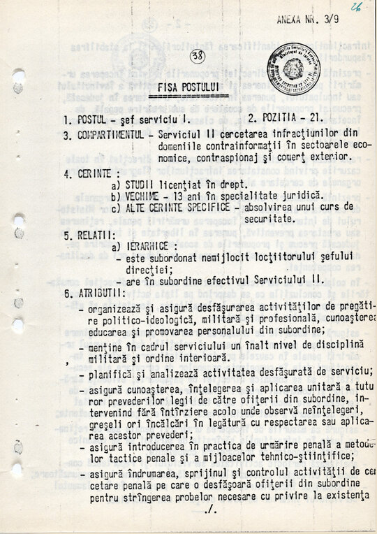 20 mai 1980. Regulamentul nr. D/00134 din 20 mai 1980 privind organizarea și funcționarea Direcției a VI-a Cercetări Penale