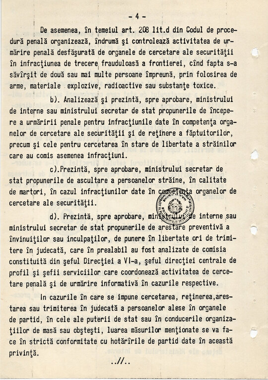20 mai 1980. Regulamentul nr. D/00134 din 20 mai 1980 privind organizarea și funcționarea Direcției a VI-a Cercetări Penale