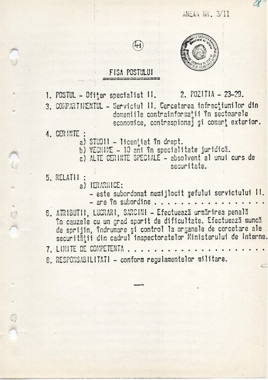 20 mai 1980. Regulamentul nr. D/00134 din 20 mai 1980 privind organizarea și funcționarea Direcției a VI-a Cercetări Penale