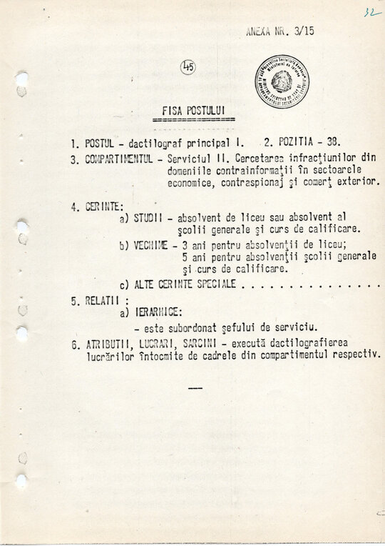 20 mai 1980. Regulamentul nr. D/00134 din 20 mai 1980 privind organizarea și funcționarea Direcției a VI-a Cercetări Penale