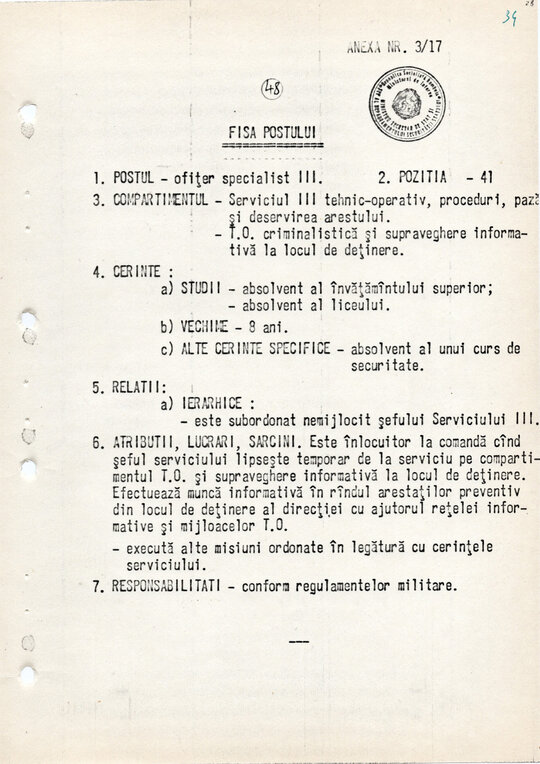 20 mai 1980. Regulamentul nr. D/00134 din 20 mai 1980 privind organizarea și funcționarea Direcției a VI-a Cercetări Penale