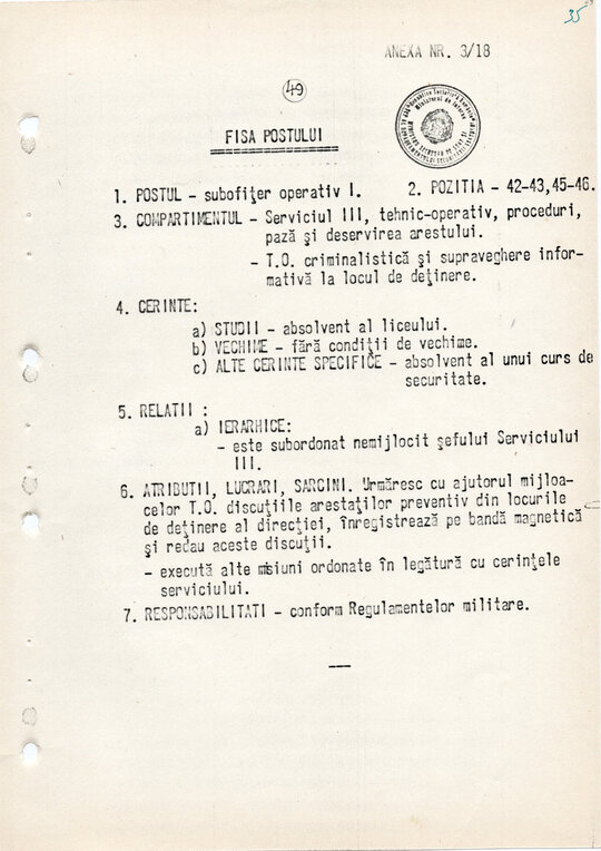 20 mai 1980. Regulamentul nr. D/00134 din 20 mai 1980 privind organizarea și funcționarea Direcției a VI-a Cercetări Penale