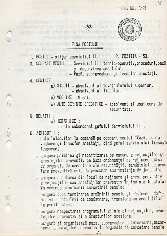 20 mai 1980. Regulamentul nr. D/00134 din 20 mai 1980 privind organizarea și funcționarea Direcției a VI-a Cercetări Penale