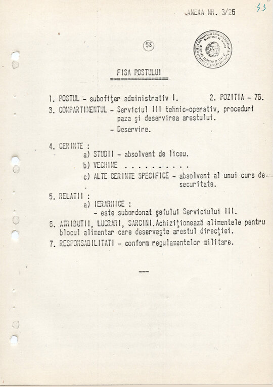 20 mai 1980. Regulamentul nr. D/00134 din 20 mai 1980 privind organizarea și funcționarea Direcției a VI-a Cercetări Penale