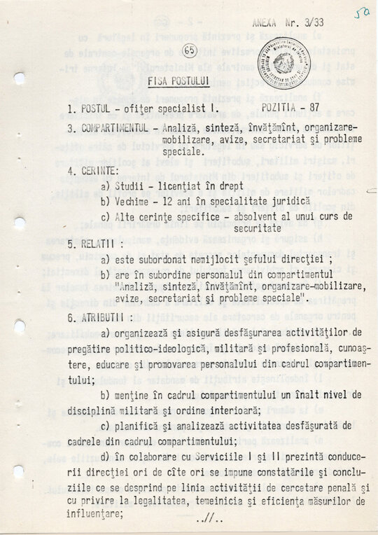 20 mai 1980. Regulamentul nr. D/00134 din 20 mai 1980 privind organizarea și funcționarea Direcției a VI-a Cercetări Penale