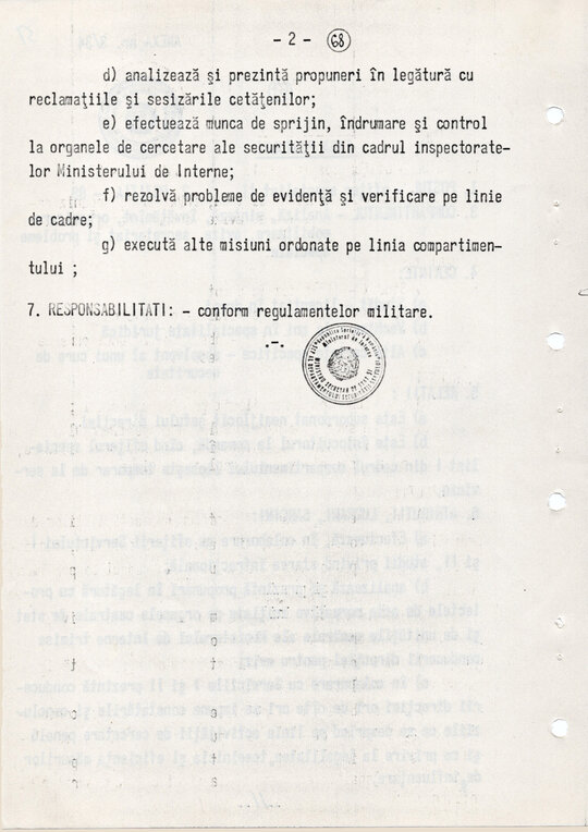 20 mai 1980. Regulamentul nr. D/00134 din 20 mai 1980 privind organizarea și funcționarea Direcției a VI-a Cercetări Penale
