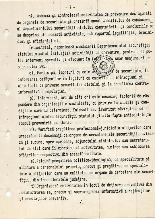 20 mai 1980. Regulamentul nr. D/00134 din 20 mai 1980 privind organizarea și funcționarea Direcției a VI-a Cercetări Penale