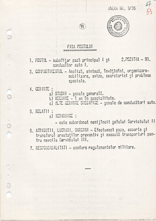 20 mai 1980. Regulamentul nr. D/00134 din 20 mai 1980 privind organizarea și funcționarea Direcției a VI-a Cercetări Penale