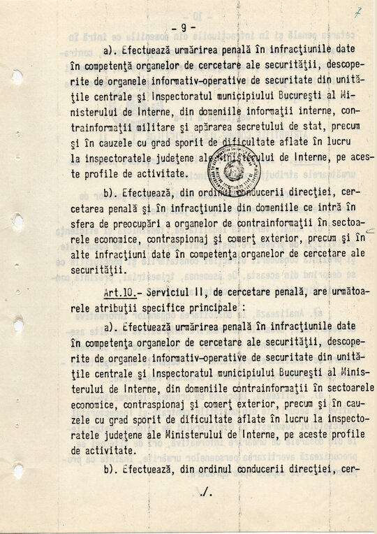 20 mai 1980. Regulamentul nr. D/00134 din 20 mai 1980 privind organizarea și funcționarea Direcției a VI-a Cercetări Penale
