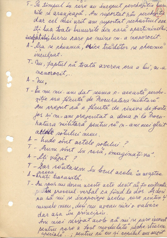 27 februarie 1989. Ancheta maiorului Comșa Gheorghe asupra lui „Consemn 11” în Camera 12 de anchetă, transcrisă după caseta audio la Compartimentul T.O. din Serviciul III al Direcției Cercetări Penale (ACNSAS, fond Documentar, dosar nr. 3447, vol. 44)