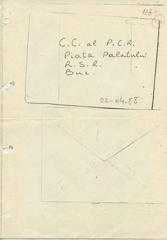 22 aprilie 1988. A doua scrisoare trimisă de Constantin Geangu pe adresa Comitetului Central al Partidului Comunist Român