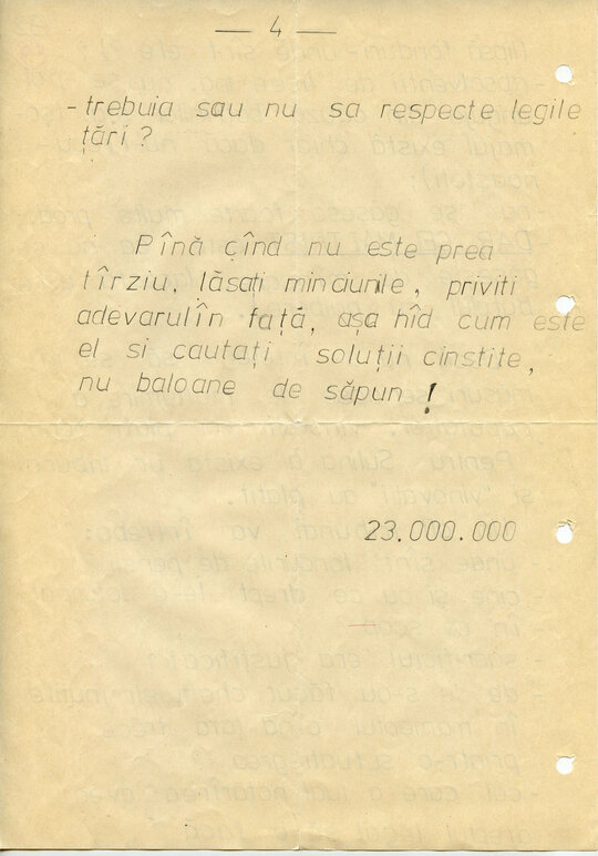 4 august 1988. A treia scrisoare trimisă de Constantin Geangu pe adresa Comitetului Central al Partidului Comunist Român