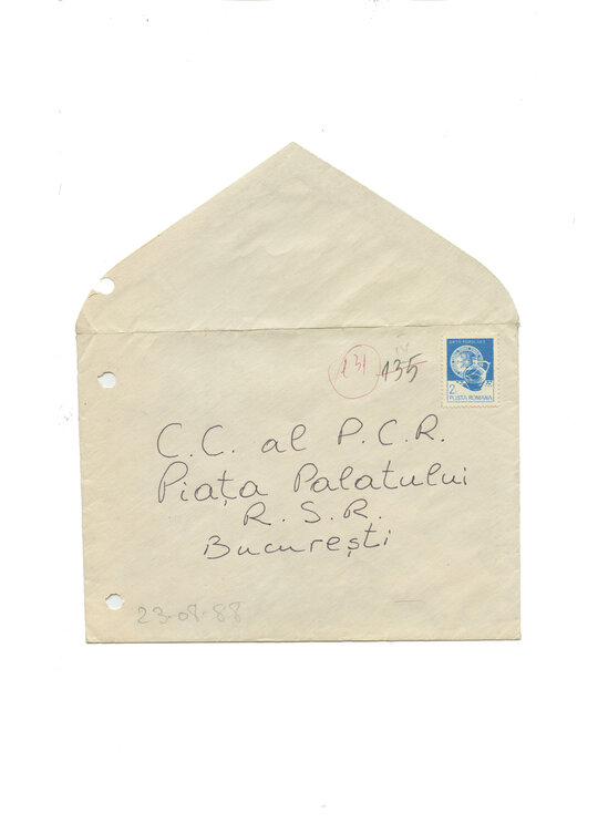 23 august 1988. A patra scrisoare trimisă de Constantin Geangu pe adresa Comitetului Central al Partidului Comunist Român