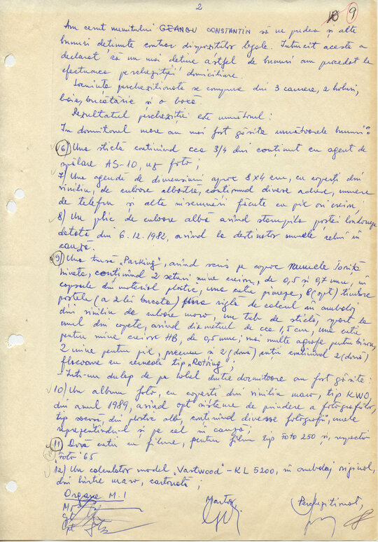 12 noiembrie 1989. Proces-verbal de percheziție la domiciliul lui Constantin Geangu