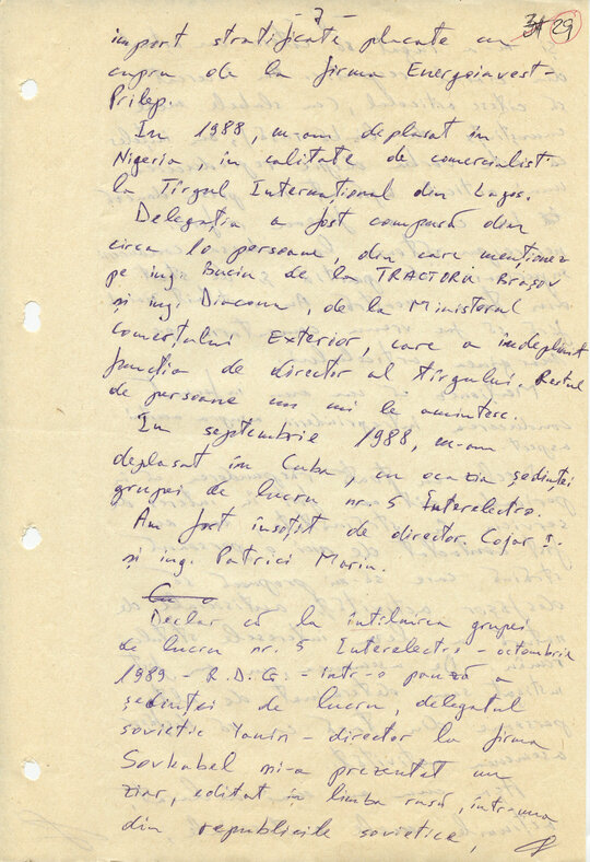 12/13 noiembrie 1989. A doua declarație scrisă în anchetă de către Constantin Geangu