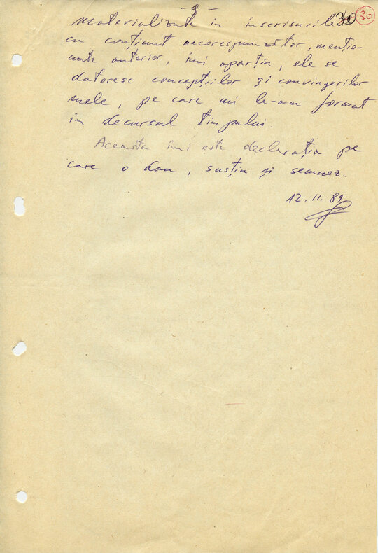 12/13 noiembrie 1989. A doua declarație scrisă în anchetă de către Constantin Geangu