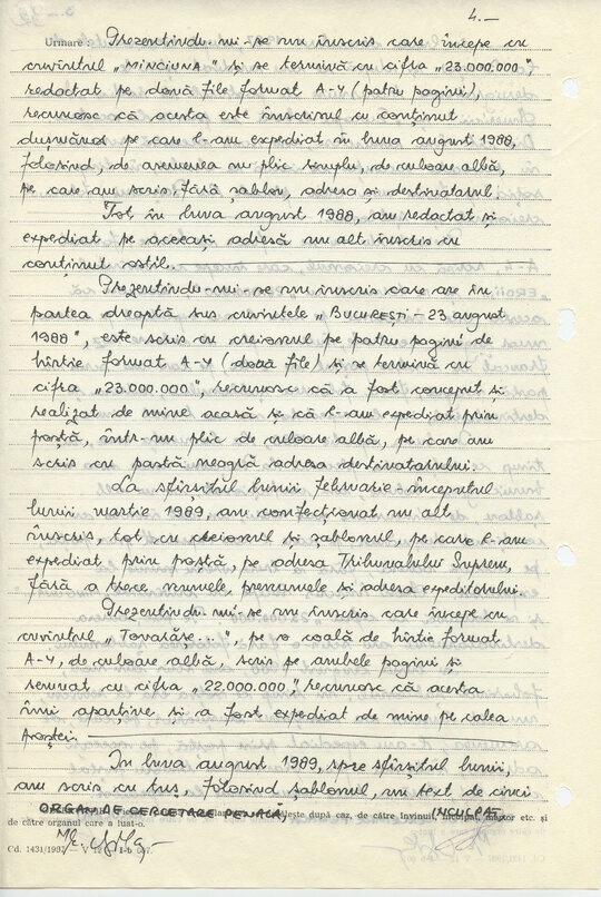 13 noiembrie 1989. Sinteza declarațiilor lui Constantin Geangu, scrisă de mr. Olaru Alexandru