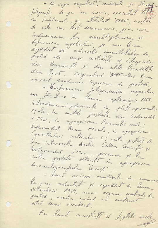 21 decembrie 1989. Declarație-angajament scrisă de Constantin Geangu, la dictare, în schimbul eliberării din Arestul Securității