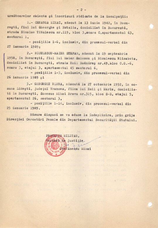Ordonanța de confiscare specială a tiparniței și ziarului clandestin (printre altele) 24.10.1989
