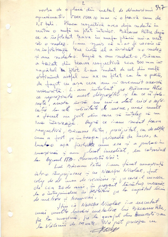 Declarație Constantin Pârvan, sudor, l-a ajutat pe Petre Mihai Băcanu la realizarea tiparniței clandestine 2.02.1989