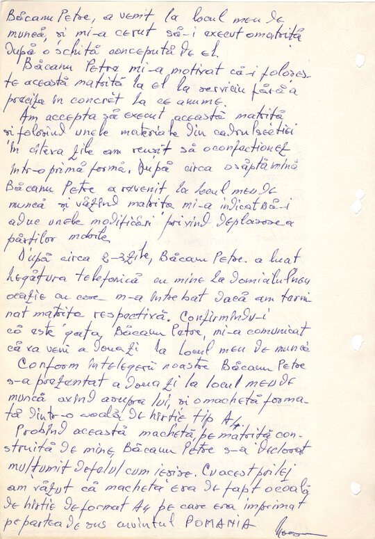 Declarație Nicolae Neacșu, cel care a construit tiparnița după planurile lui Petre Mihai Băcanu, aprox. începutul lunii februarie 1989