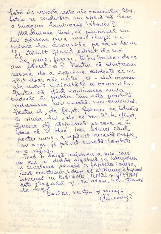 Declarație dată în ancheta Securității de Mihai Creangă 27.01.1989