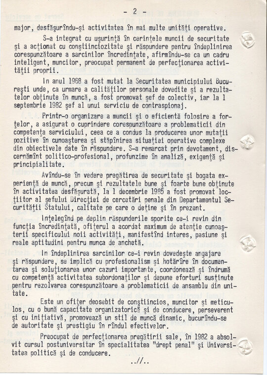 3 decembrie 1989. Referat de cadre pentru col. Morariu Pătru